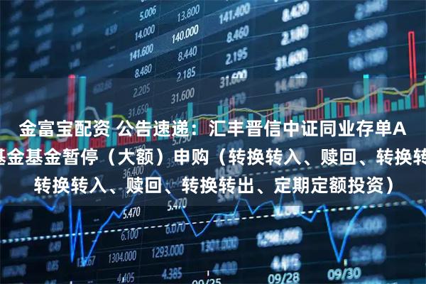 金富宝配资 公告速递：汇丰晋信中证同业存单AAA指数7天持有期基金基金暂停（大额）申购（转换转入、赎回、转换转出、定期定额投资）